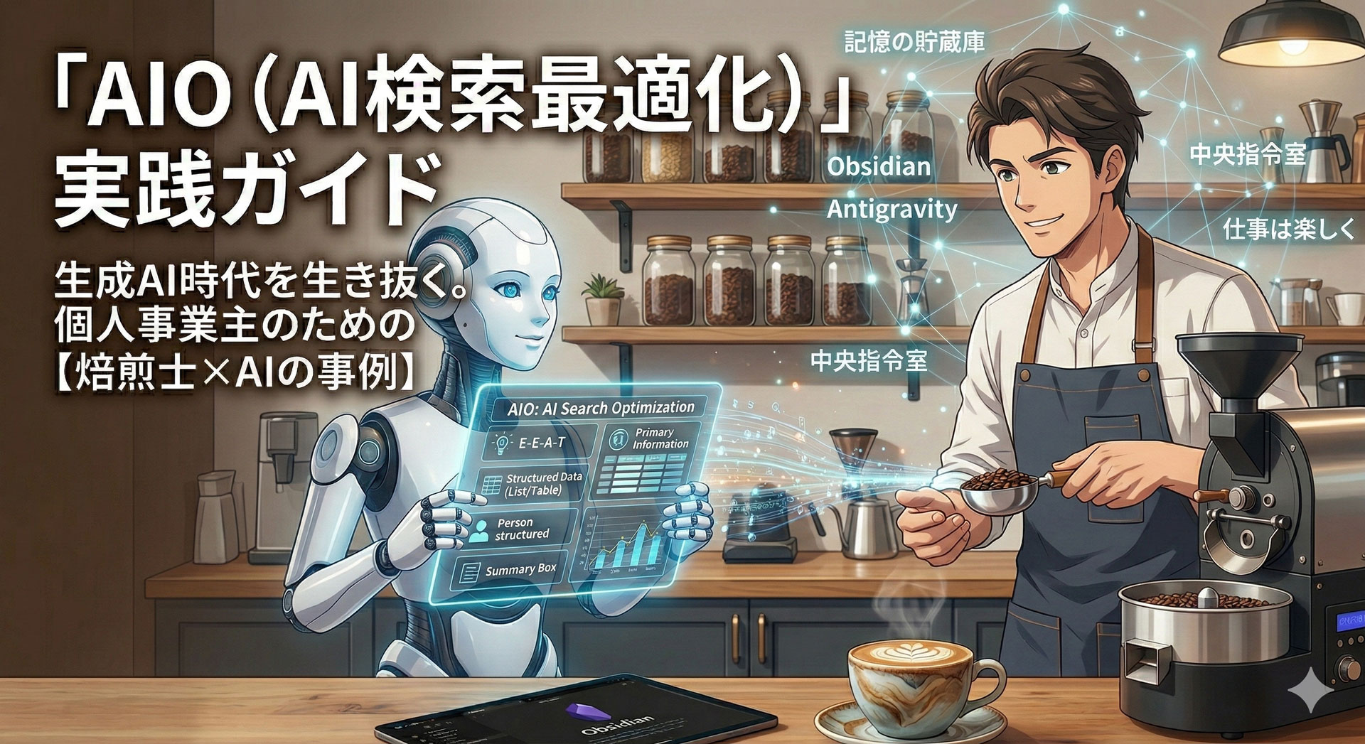 AIO（AI検索最適化）実践ガイド：生成AI時代を生き抜く個人事業主のための事例（アイキャッチ画像）